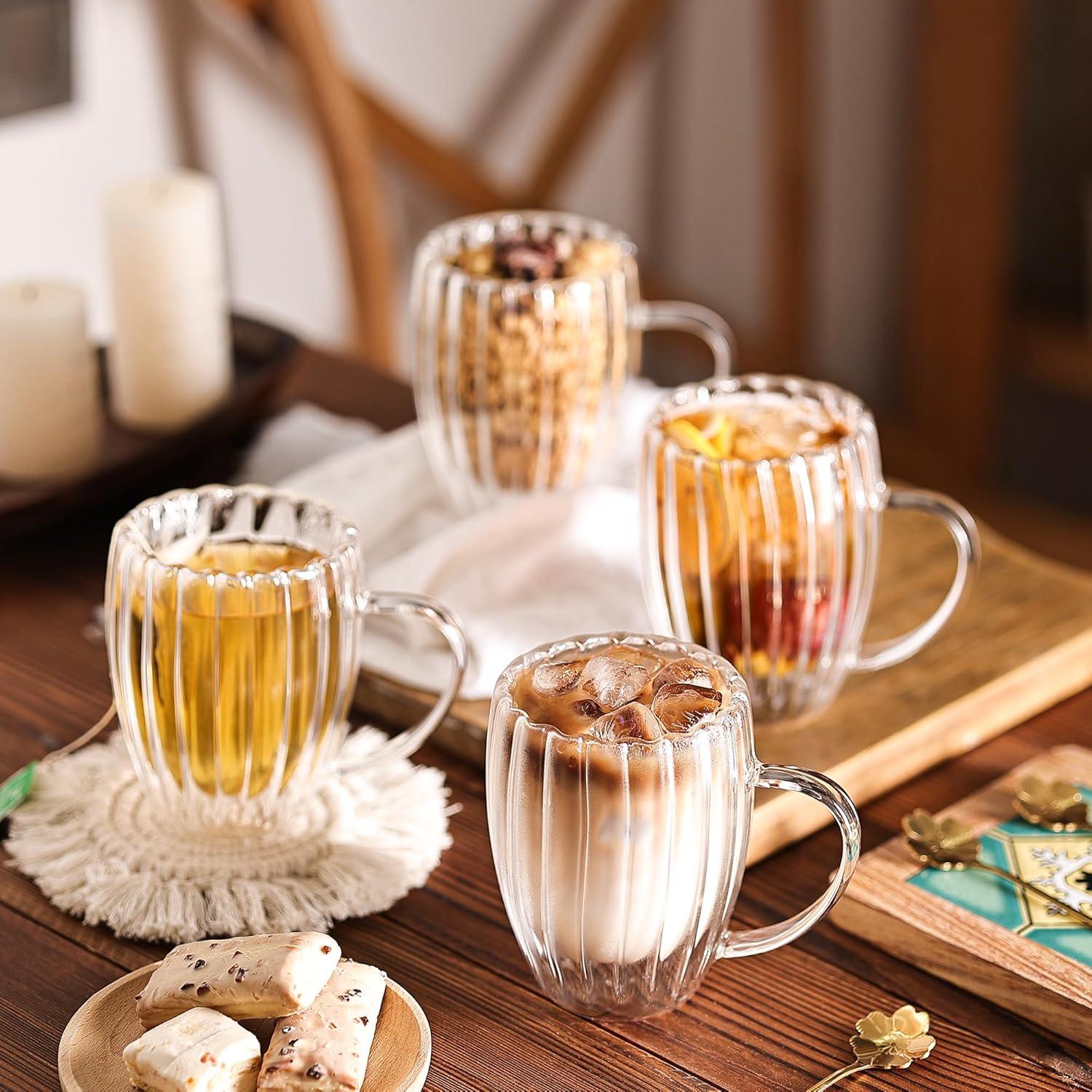 Taza Doble Vidrio Facetada 250 ML