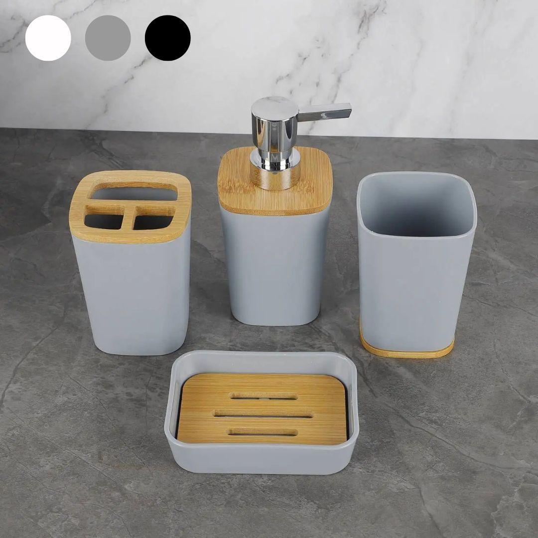 Set Accesorios 4 Piezas Baño Cuadrado