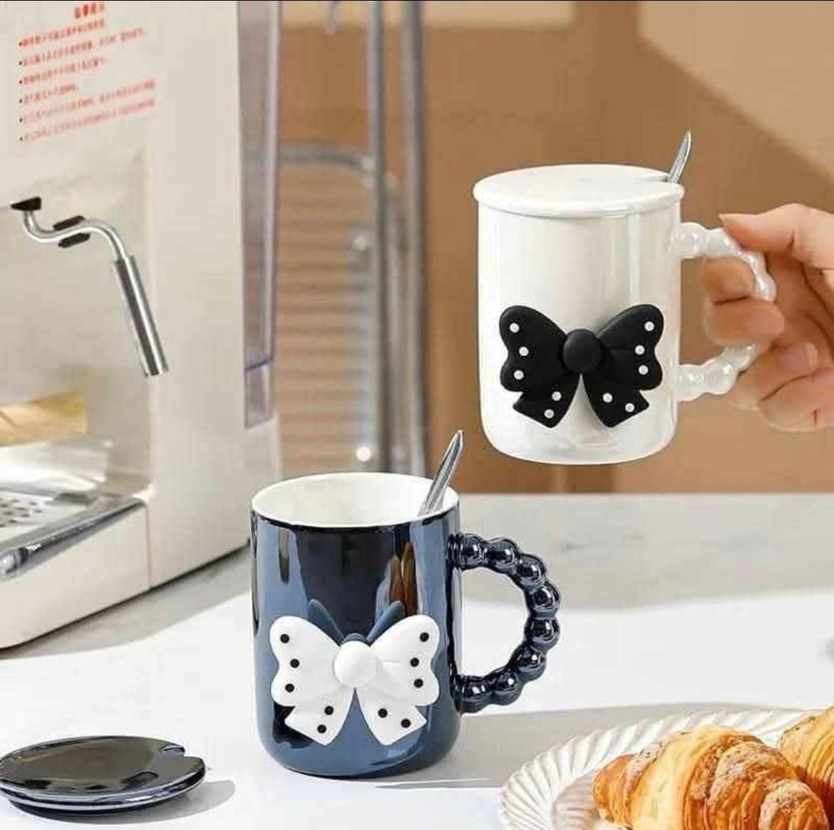 Taza Moño Ceramica Con Cuchara