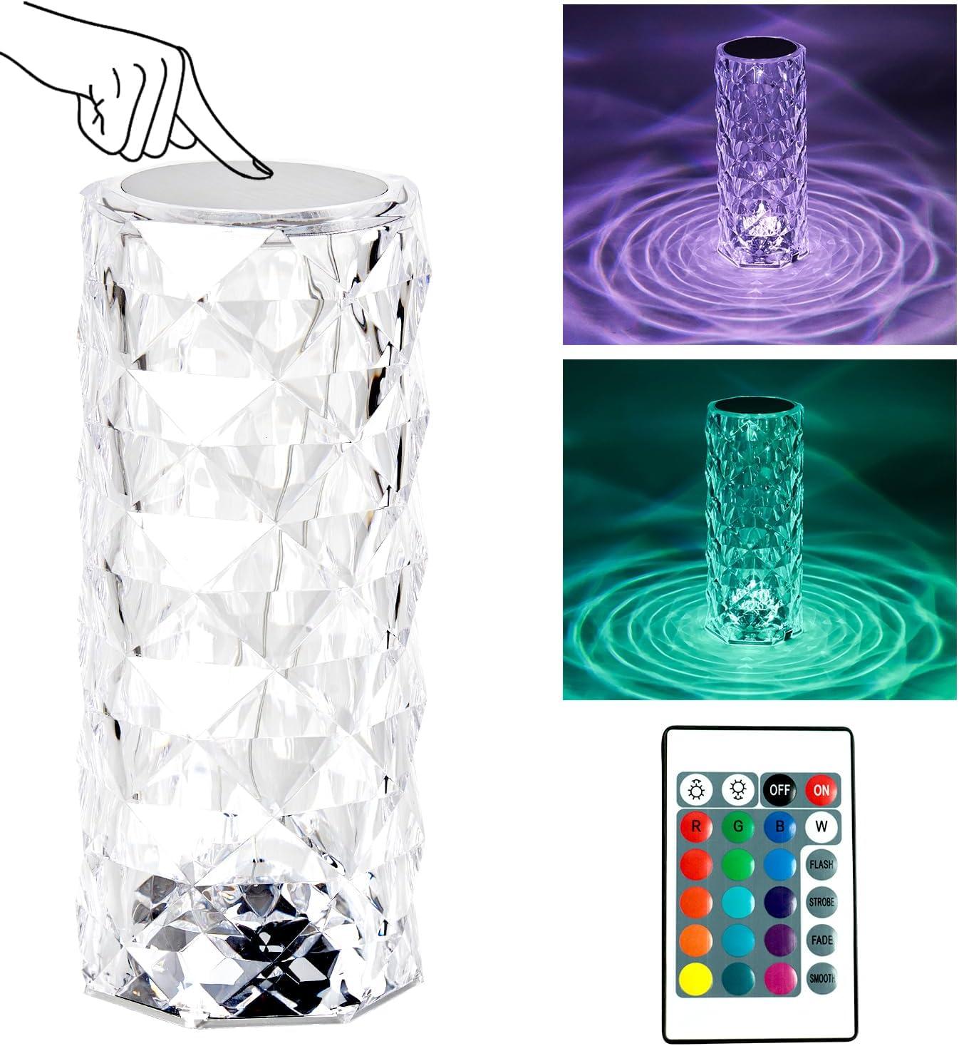 Lampara Tactil Diamantes Con Control