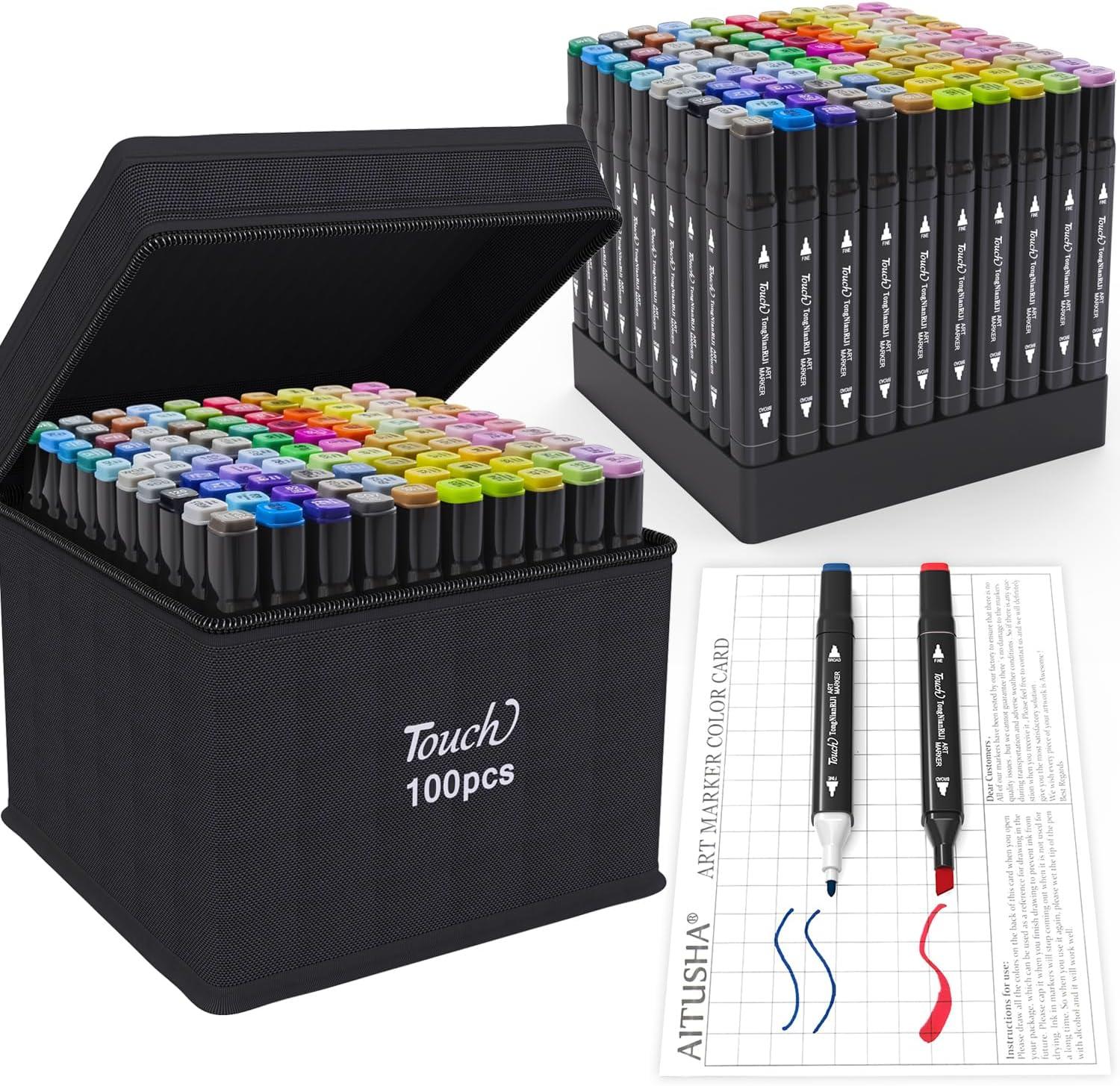 Marcadores Doble Punta X 100u Con Estuche