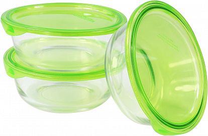 Bowl Vidrio Con Tapa X 2
