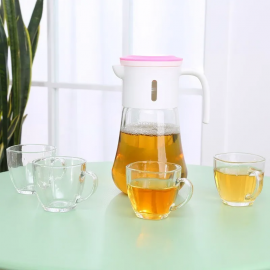 Jarra Vidrio Economica + 4 Tazas