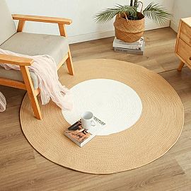 Alfombra Redonda Grande Yute Beige o Gris
