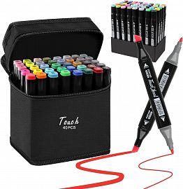 Marcadores Doble Punta X 40u Con Estuche