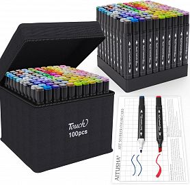 Marcadores Doble Punta X 100u Con Estuche