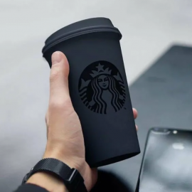 Vaso Starbucks Con Tapa Negro Novedad
